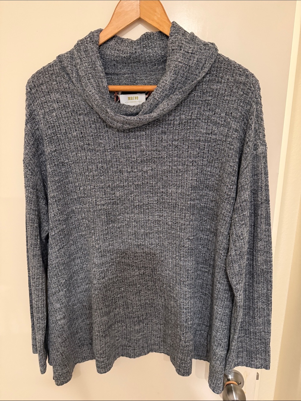 Maeve Heather Gray Ribbed Cowl Pullover